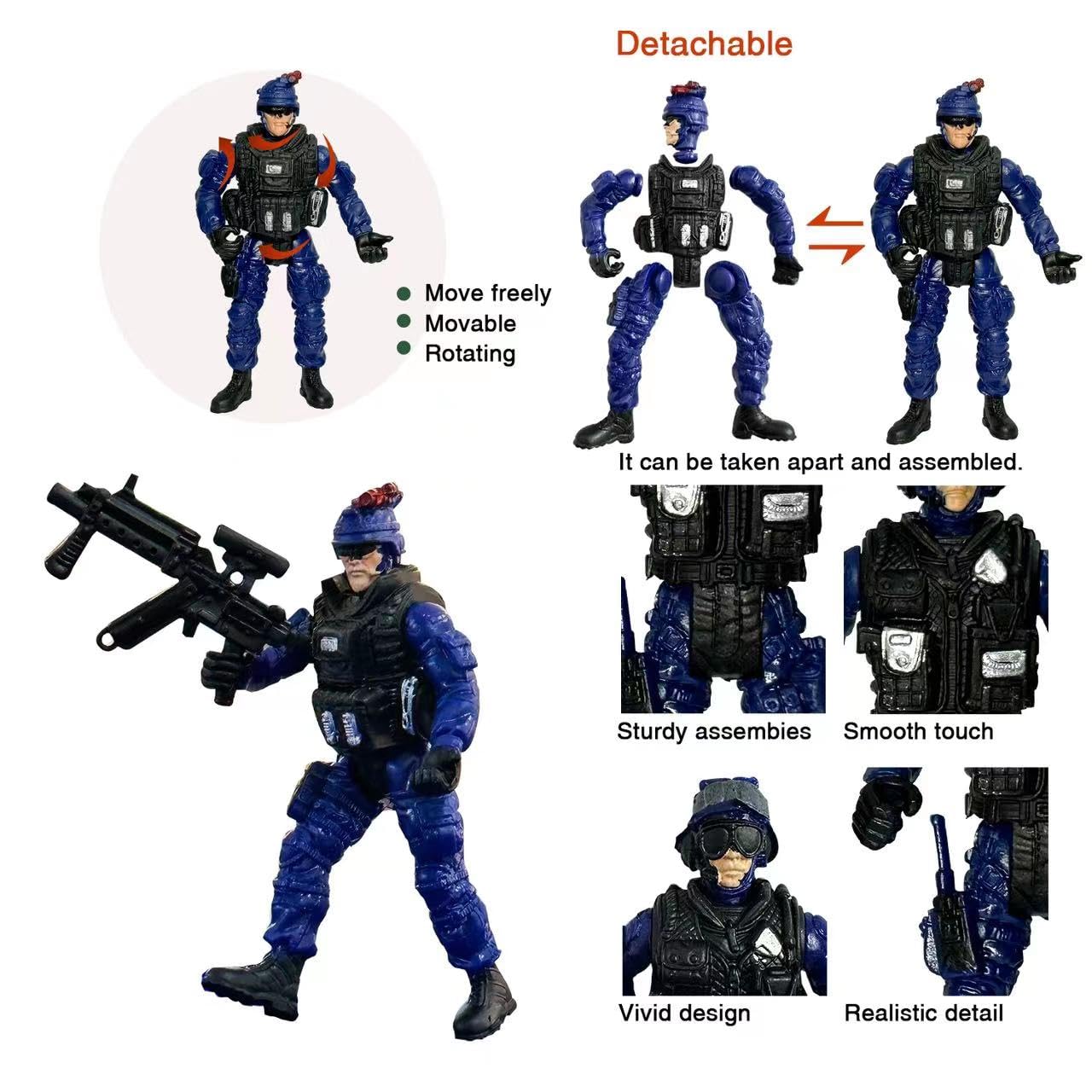 MQSTARSRISE Army Men Action Figures - Soldiers Toy Set for Boys Age 4-7  Military Playset with  - Easter Gift or Birthday Gift