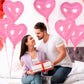 12 Pcs Heart Balloons,18 Inch Pink Heart Foil Balloons Love Balloons Valentine Balloons For Birthday Party Wedding Engagement Pa