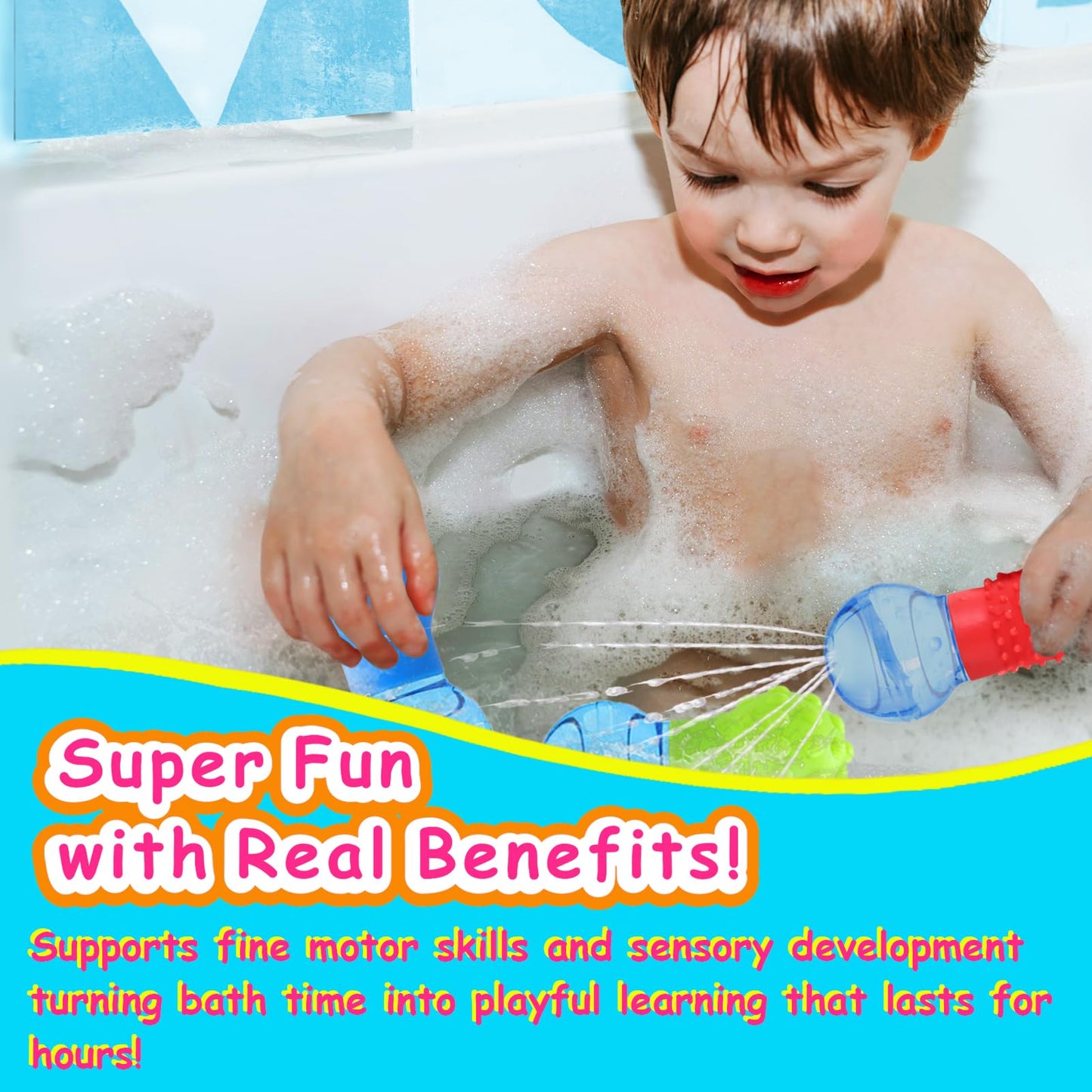 3Pack Bath Toys for Toddlers 1-3 - Sensory Squeezing Water Bathtub Toys for Kids | Bath Tub & Pool Floating Toys for Babies | Textured Sensory Bath Toys Gifts for Baby Boys & Girls Ages 1+