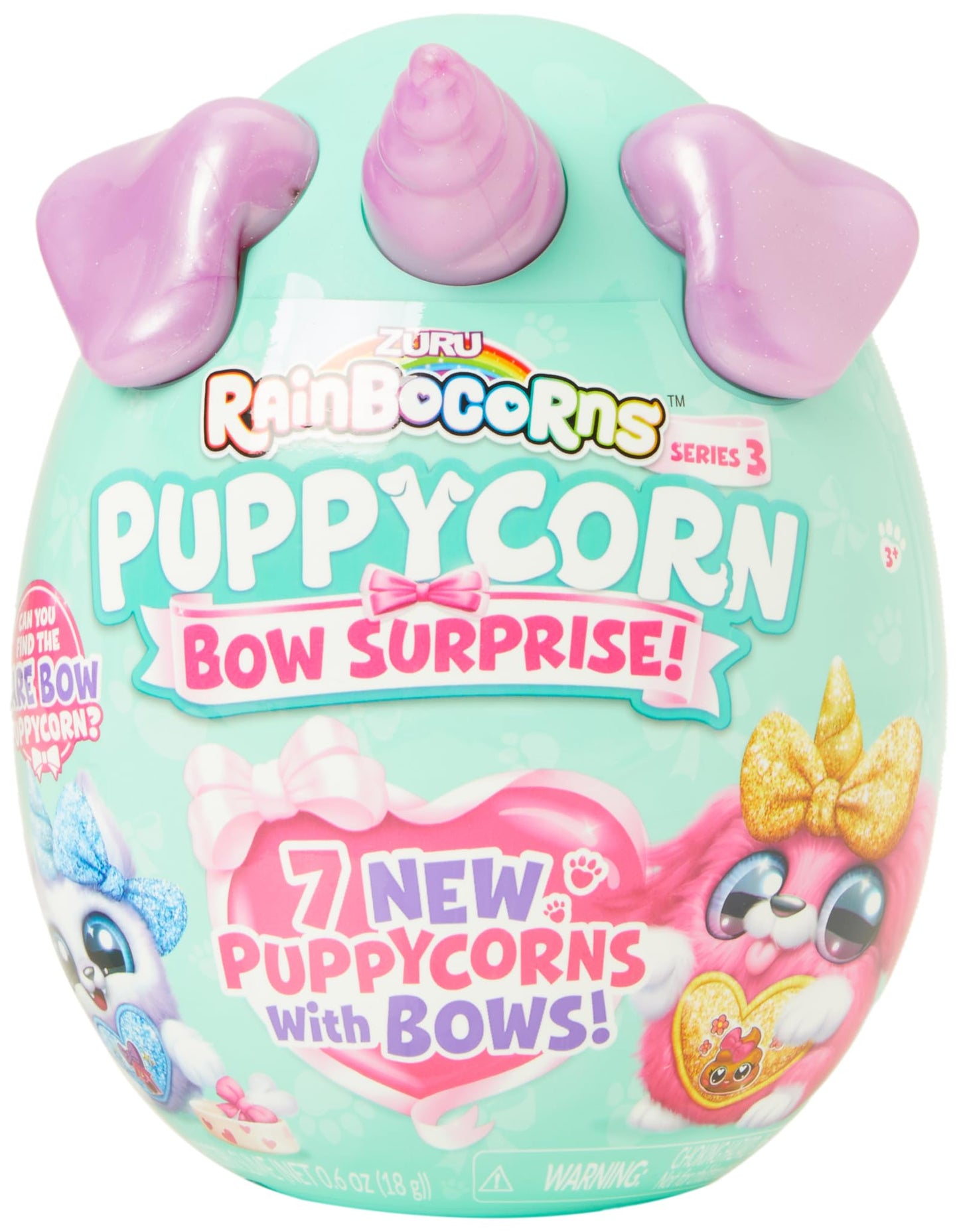 Rainbocorns Puppycorn Surprise Series 3 (Pink Karmo) by ZURU  Collectible Plush Stuffed Animal  Surprise Egg  Sticker Pack  Slime  Dog Plush  Ages 3+ for Girls  Children
