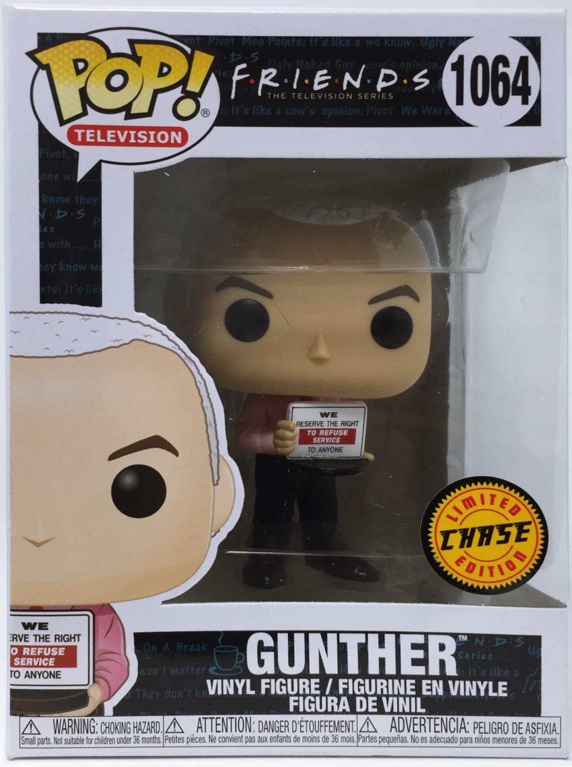 Funko Pop! Tv Gunter From Friends Chase Figure - Holding Right To Refuse Service Sign