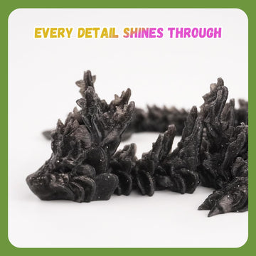 Outgoto 3D Printed Cherry Blossom Dragon - 11.8In Realistic Articulated Dragon Fidget Toy, Desk D?Or And Collectible (Obsidian B