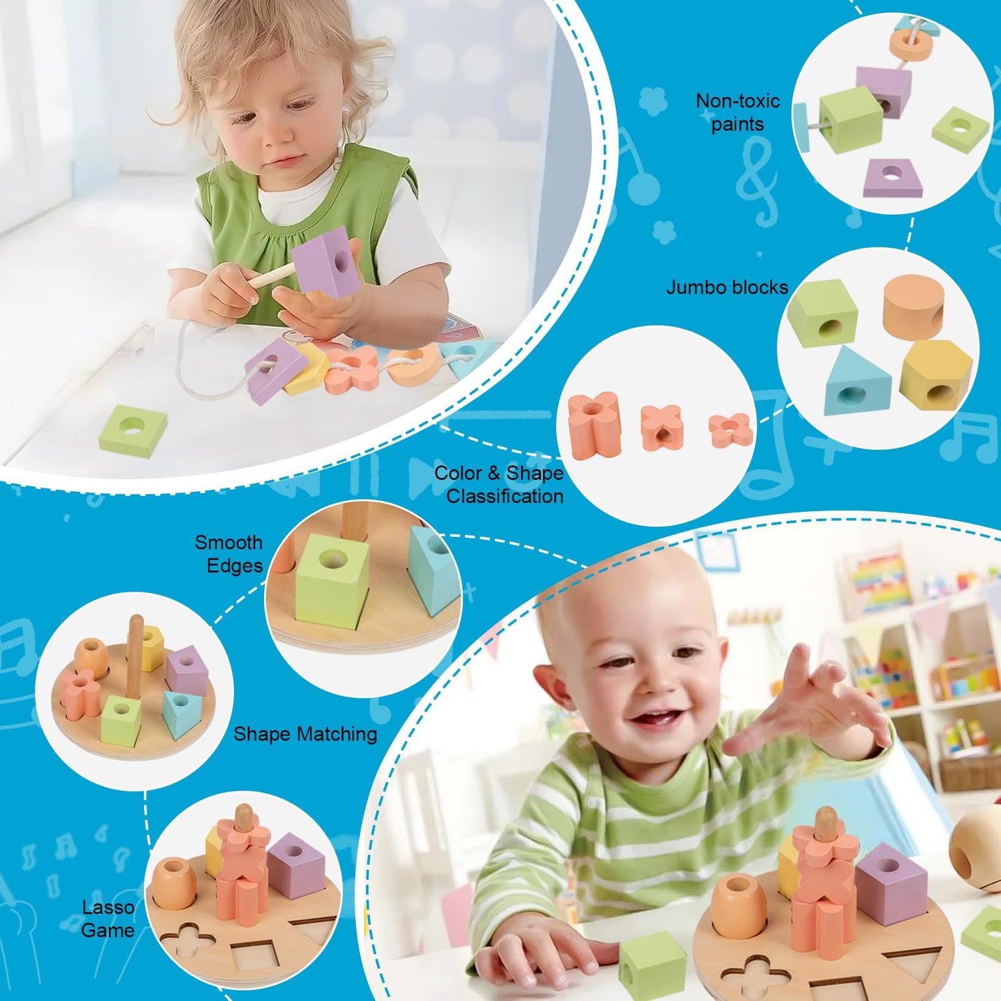 Adena Montessori Play Kit For 13-18 Month Baby,8 In 1 Toy,Colorful Stacking&Nesting Cup,Coin Bank,Coins,Carrots Lid,Carrots,Post