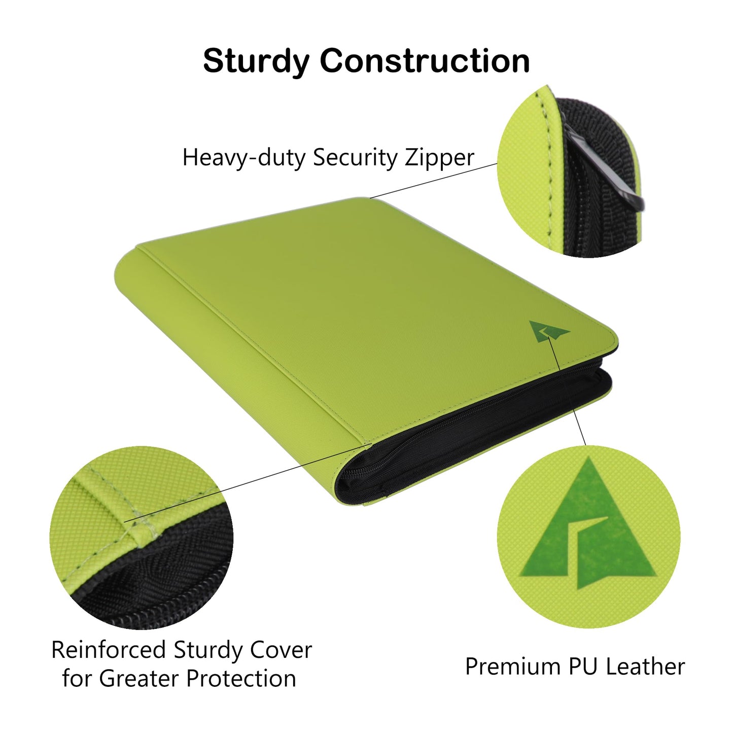 Rayvol enhanced 9-Pocket Card Binder - Fits 828 Trading Cards  Side Loading Ringless Card Collection Album for TCG and Sports Cards -Green