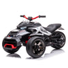 POSTACK 24V Kids Police Motorcycle ATV, Battery Powered, LED Lights, Music, Black