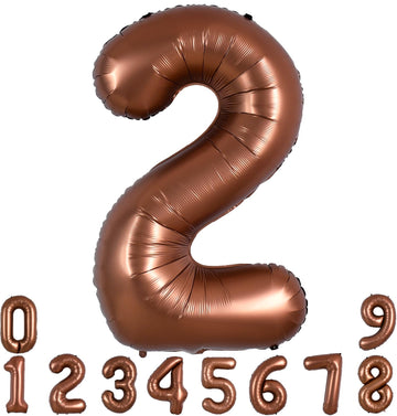 Toniful 40 Inch Coffee Brown Large Numbers Balloon 0-9 Birthday Party Decorations,Big Chocolate Number 2 Foil Balloon Digital 2