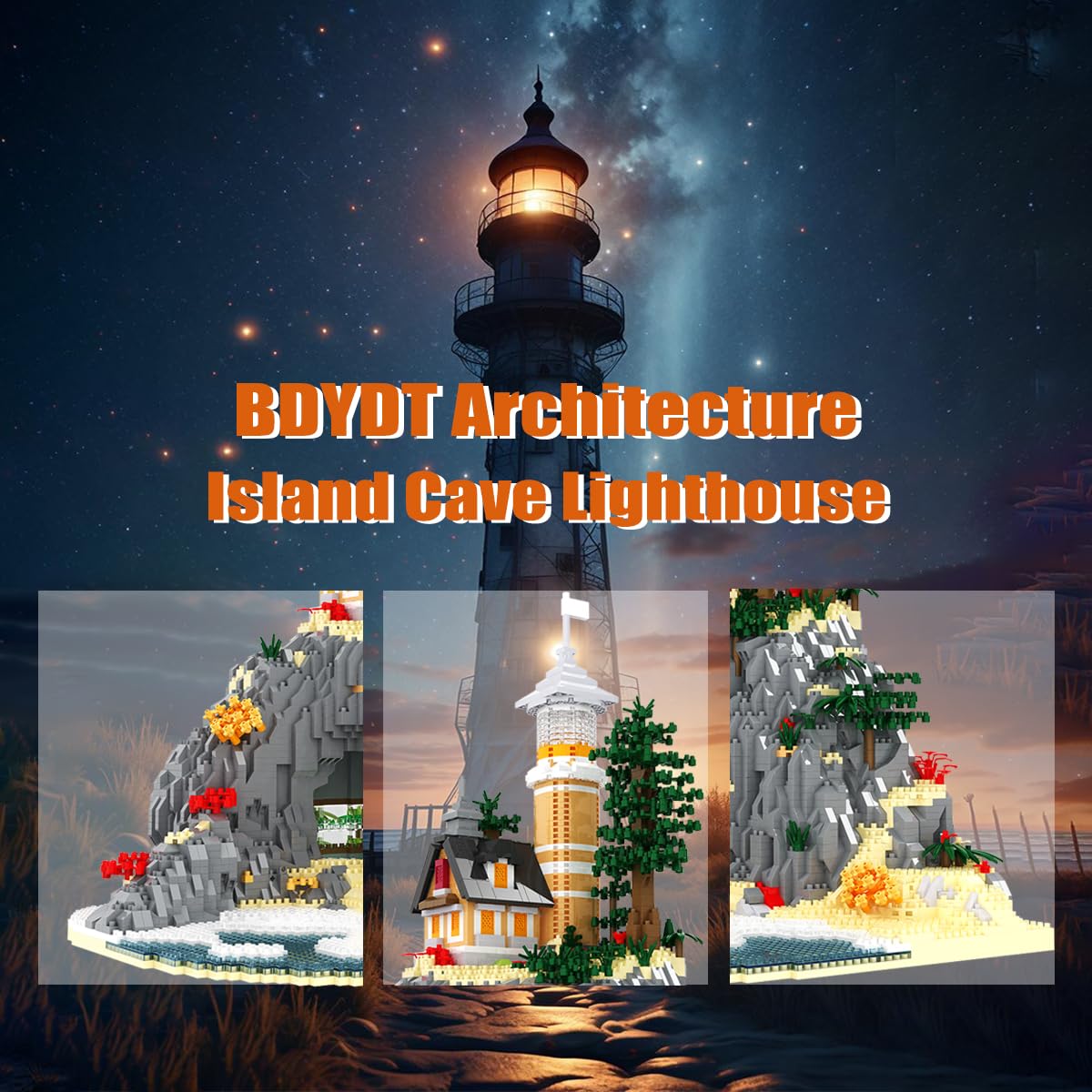 BDYDT Micro Building Blocks - Island Cave Lighthouse Set (5686 PCS) - 1:48 Scale - Creative Plastic Model for Kids & Adults