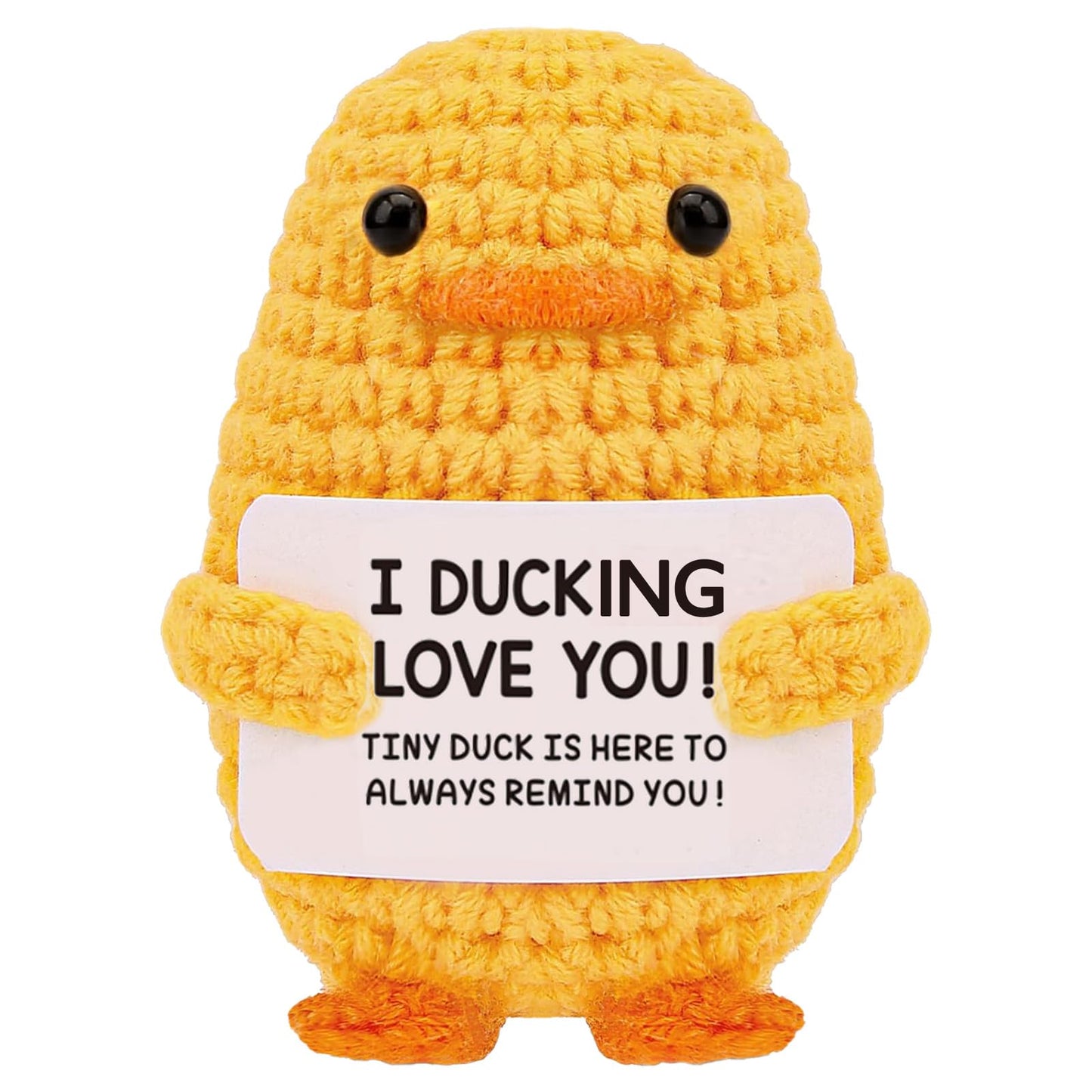 Rivanoer Easter Basket Essentials,Inspirational Crochet Positive Duck,Birthday Gifts For Women Cute Handmade Potato Knitted Duck Toy With Positive Card Cheering I Love You