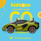 Kidzone Kids 12V Electric Ride On Licensed Lamborghini Sian Roadster Motorized Toy Car With Remote Control, Wheels Suspension, Led Lights & Music - Green With Gold Rim