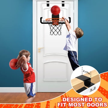 Xucutu Indoor Mini Basketball Hoop With Electronic Scoreboard - Over The Door For & Wall Office Room Score 4 Balls Foldable Kids