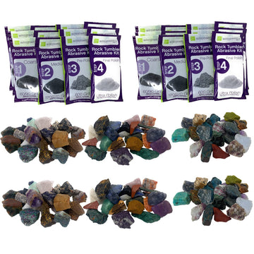 WireJewelry World Stone Mix Rock Tumbler Refill Kit - 3 Lbs. Each of Asia, Brazil and Madagascar Stone Mixes and 6 Batches of 4