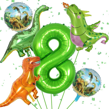 Dinosaur Balloons 8Th Birthday Decorations, Dinosaur Birthday Party Decorations With Giant Inflatable Dino Balloons 40 Inch Helium Foil Mylar Number 8 Balloons For Dino Theme Birthday Party Decoration