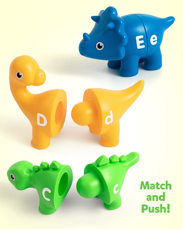 Coogam Matching Letters Fine Motor Toy, 26 Pcs Double-Sided Abc Dinosaur Alphabet Match Game With Uppercase Lowercase, Preschool Educational Montessori Learning Toys For Toddlers