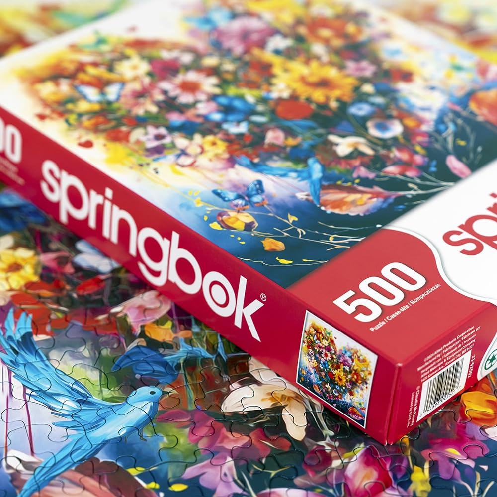 Springbok 500 Piece Jigsaw Puzzle - Floral Heart by Claudia McKinney, 20" x 20", Cardboard, Perfect for Mother's Day Gifting