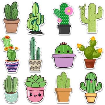 Cute Cactus Stickers For Kids,Random 50 Pcs Matte Vinyl Plant Stickers For Journaling,Waterproof Vinyl Cactus Stickers Small For