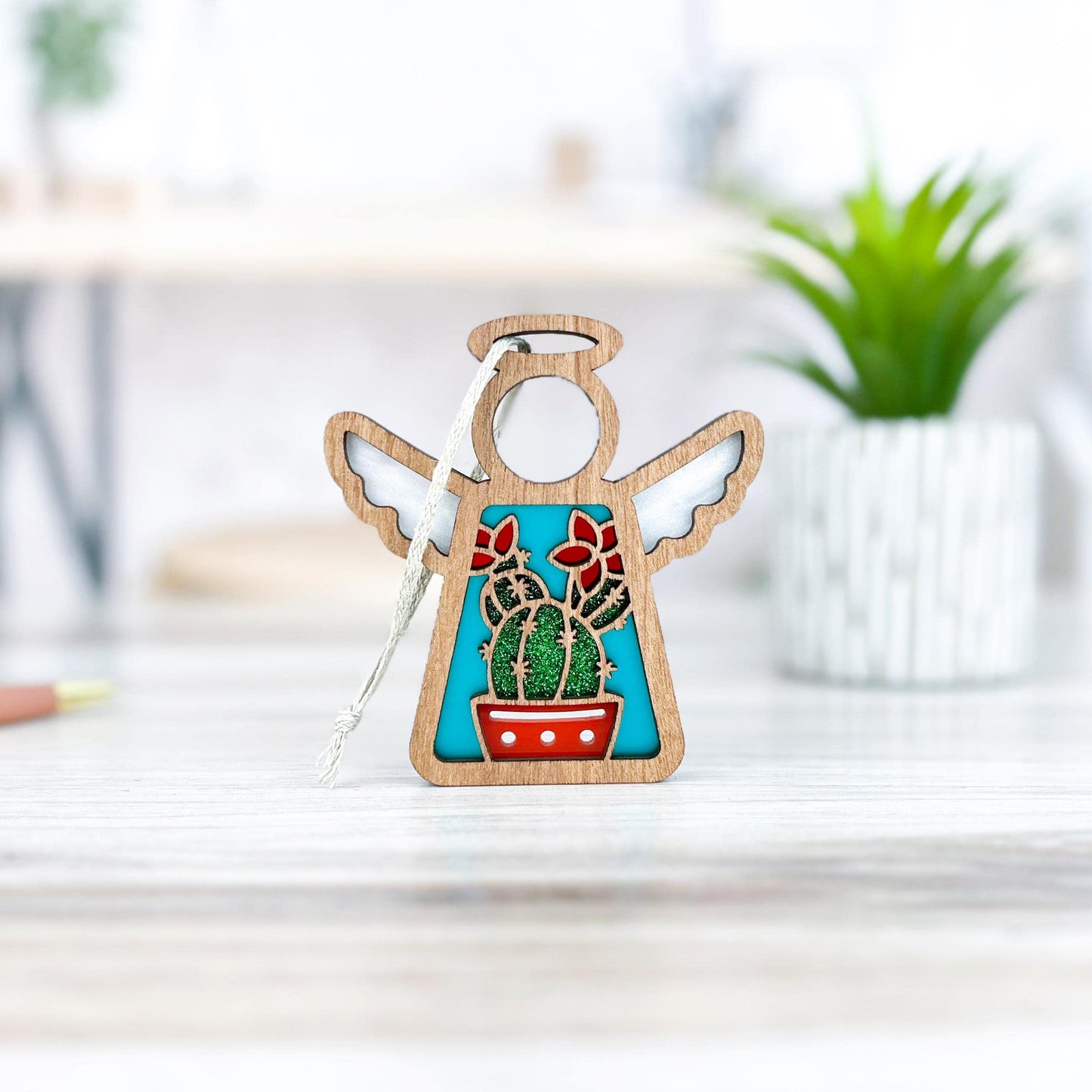 Cactus Christmas Ornament for Small Christmas Tree - Western - Angel in Heaven Memorial Ornament for Loss of Grandfather Grandmo