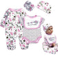 Reborn Baby Girl Dolls Clothes 22 inches 5 pcs Sets Pink Baby Elephant Outfit Accessories for 20-22 Newborn Baby Girl Dolls -Like New