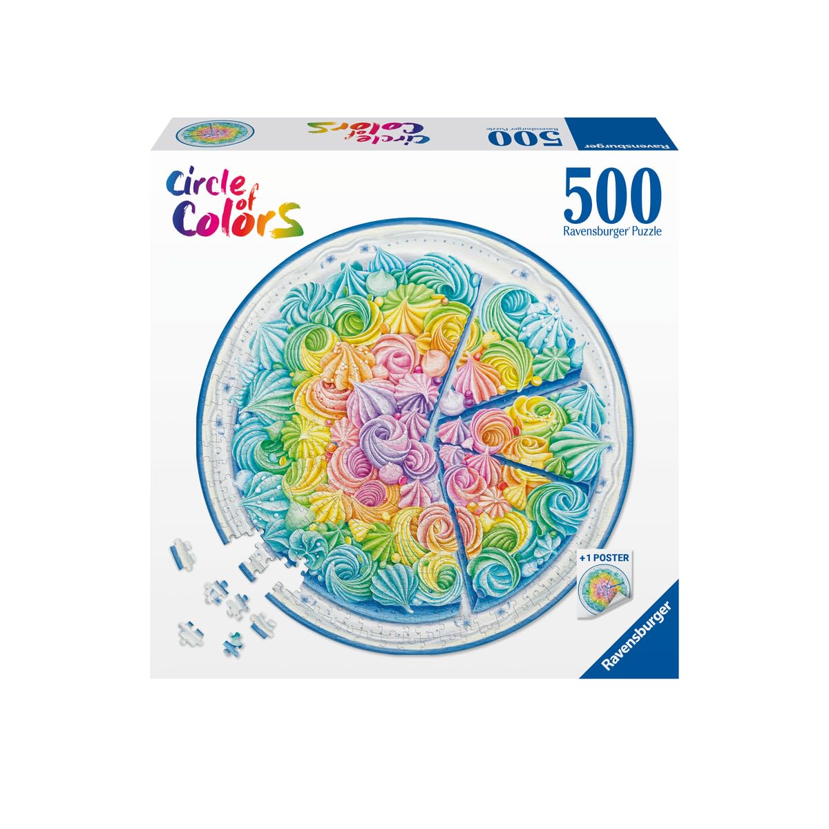 Ravensburger Circle Of Colors: Rainbow Cake 500 Piece Round Jigsaw Puzzle For Adults - 17349 - Every Piece Is Unique, Softclick Technology Means Pieces Fit Together Perfectly