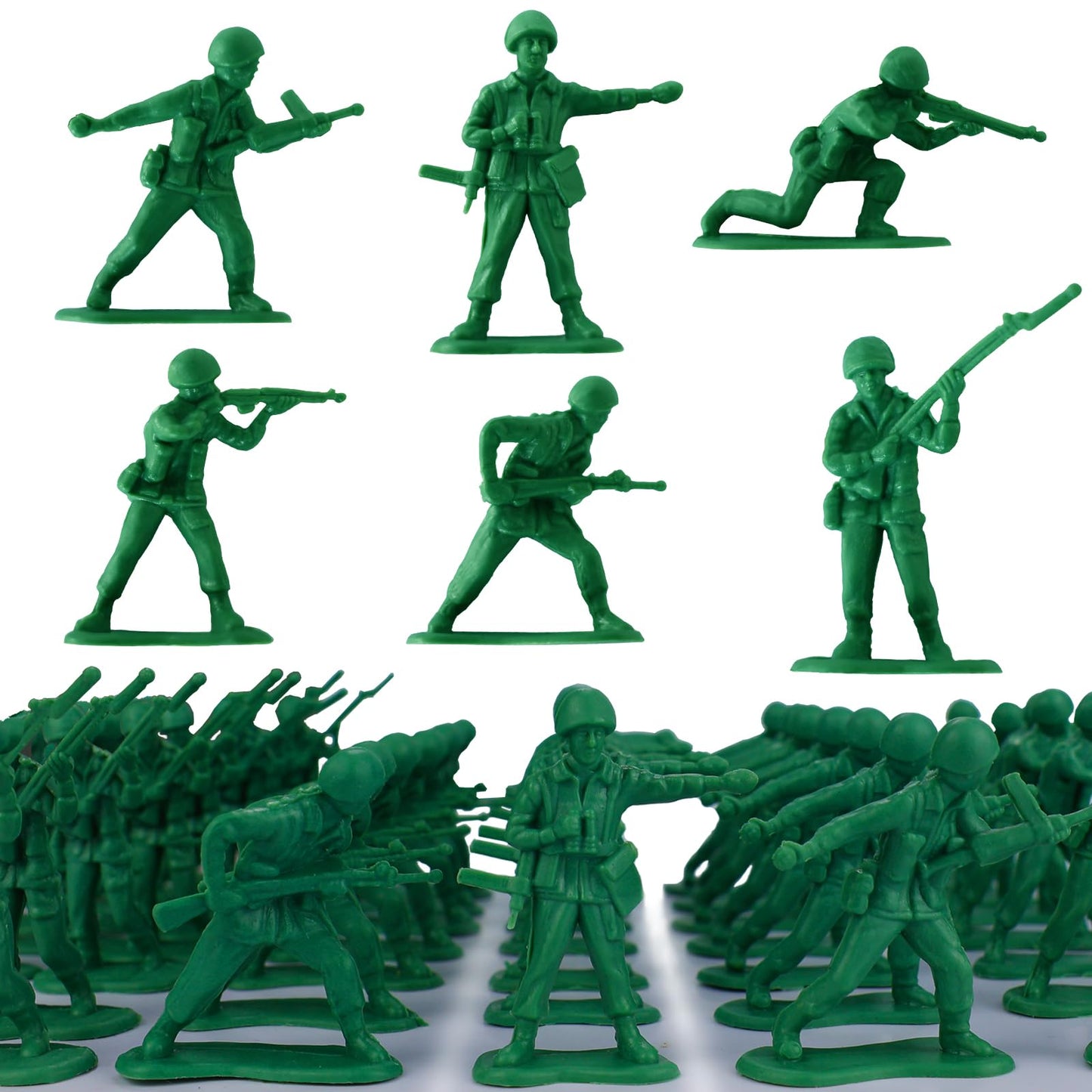 Haptime Classic Toy Soldiers Set (50 Pcs ) , Green Army Men Action Figures, Plastic Military Toys For Boys- Inspire Creative Play And Learning Adventures For Kids