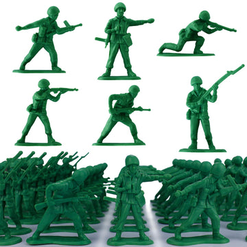 Haptime Classic Toy Soldiers Set (50 Pcs ) , Green Army Men Action Figures, Plastic Military Toys For Boys- Inspire Creative Play And Learning Adventures For Kids