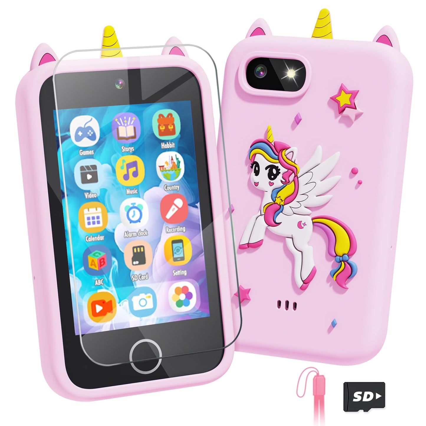 Kids Smart Phone, Unicorn Toys Phone for Girls 3 4 5 6 7 8 Years Old, Dual Camera, 3.5 Touchscreen Kid Phones, Educational Toy