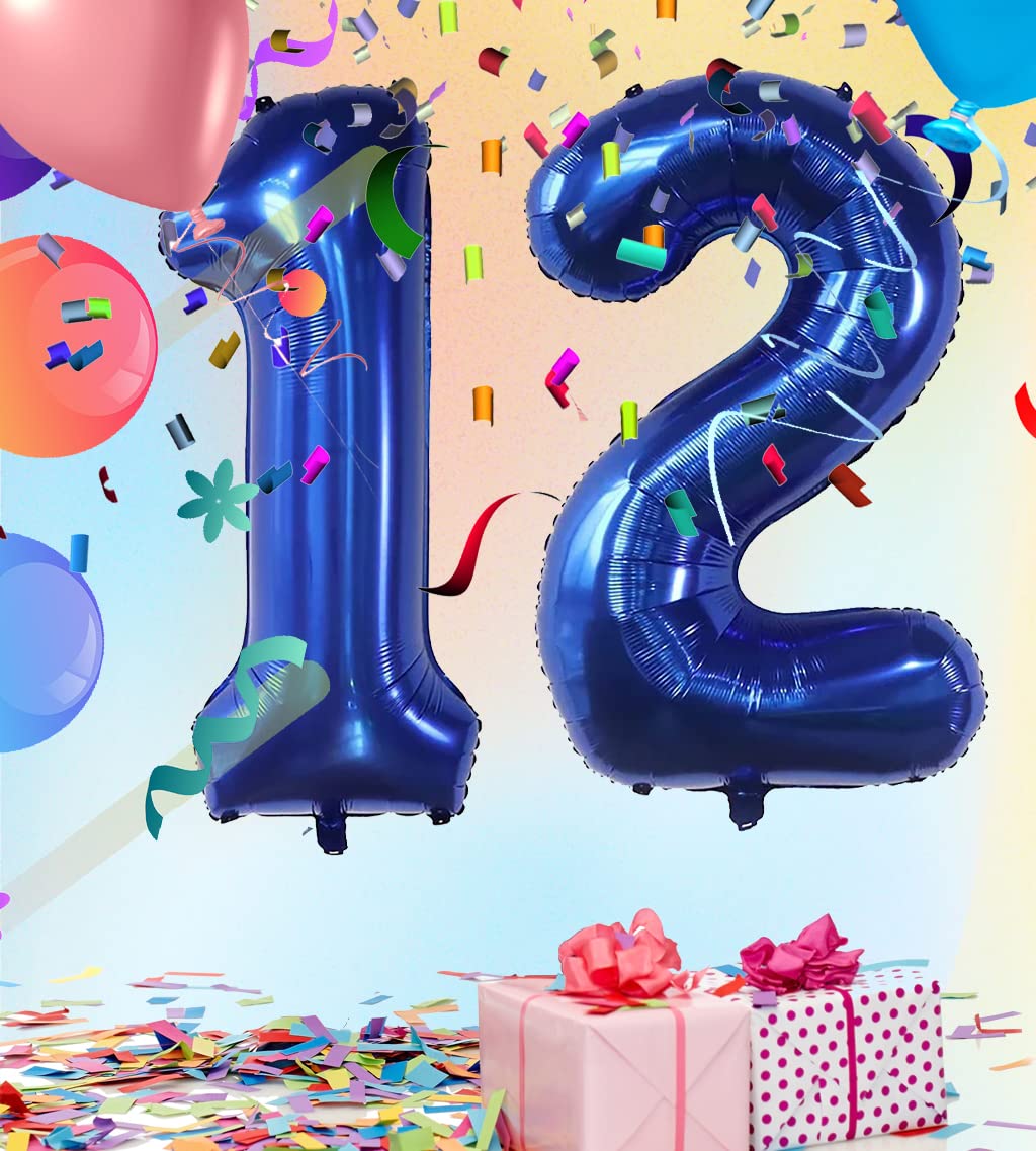 40Inch Navy Blue Number 12 Balloons Balloon 12 Numbers Self-Sealing For Birthday Party Decorations And Anniversary Party Decor (