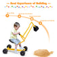 GLACER Kids Sand Digger with Wheels, Sandbox Digger Excavator Crane with Rotatable Seat, Kids Ride on Swivel Sand Digger for San