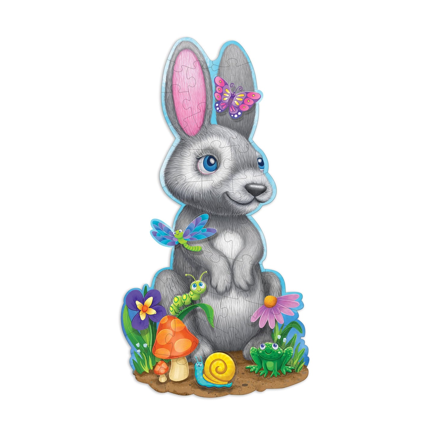 Peaceable Kingdom Shimmery Bunny Shaped 41 Piece Floor Puzzle, 3 Feet X 2 Feet - Great Easter Basket Stuffers And Easter Gifts For 3 Year Olds, 4 Year Olds & Up