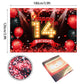 Yikki Happy 14th Birthday Banner Backdrop, Red and Black, Polyester, 14 Years Old Decorations for Boys and Girls