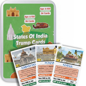 Cocomoco Kids States Of India Trump Card Game For Kids, Learning Game And Educational Toy, Birthday Return Gift For Kids Ages 6-