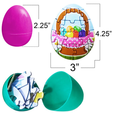 Artcreativity Puzzle Filled Easter Eggs – Set Of 24 Pre-Filled Easter Eggs With Mini Easter Puzzles Inside, Fun Easter Egg Puzzles For Kids, Perfect Easter Basket Fillers & Goodie Bag Stuffers