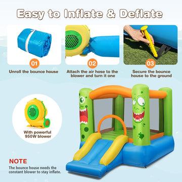 Bountech Inflatable Bounce House, Bouncy House For Kids Indoor Outdoor Party With Jumping Area, Including Blower, Oxford Carry B
