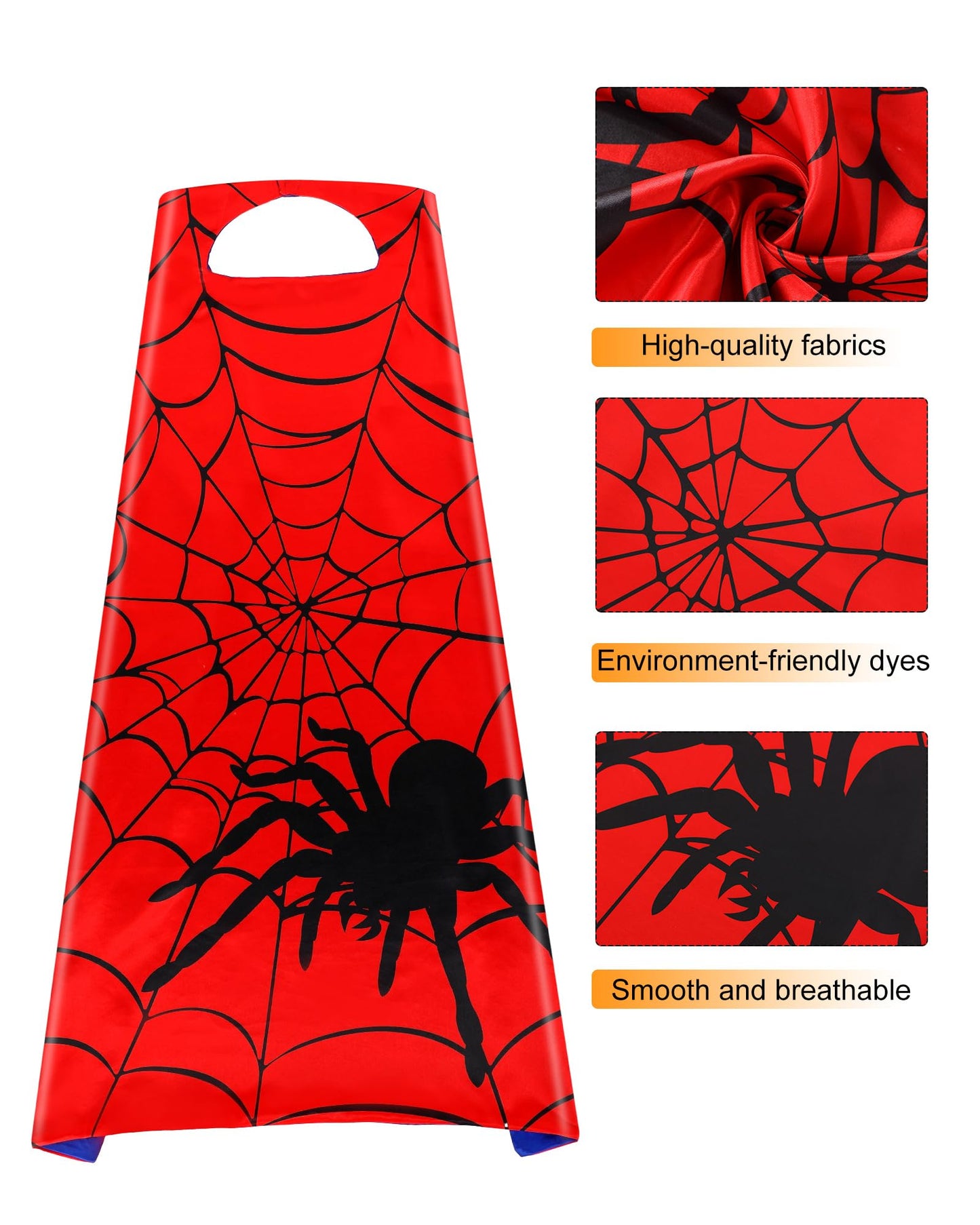 Geyoga 1 Spider Cape  1 Pair of Spider Web Gloves Costume for Halloween Christmas Birthday Costume Party School Performance(27.5 x 27.5'')