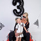 Race Car 3 Balloon, Number Balloons 40 Inch, 3Rd Black Birthday Decorations For Kids Boys, Racing Birthday Decorations, Number 3