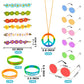 BANBALLON 30 PCS Hippie Party Favors Retro Round Sunglasses Daisy Flower Headbands Peace Sign Necklaces Silicone Bracelets For 6