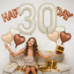 Biapian 40 Inch Cream Number 30 Balloons, 8Pcs Large Foil Number 3 & 0 Balloons With 18'' Cream White Heart Balloon For 30Th Yea