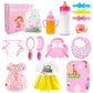 Bnuzeiyi Baby Doll Accessories - Feeding And Caring Set With Bottles Doll Diaper And Changing Mat, Doll Stuff Clothes Fit 14-16 Inch Doll, 18 Inch Doll Pretend Play Set For Girls Gift