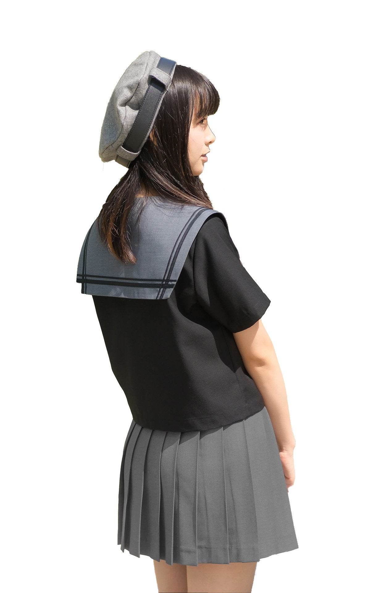 Beautifulfashionlife Women`S Japan School Plain Solid Pleated Summer Skirts (L,Dark Grey)