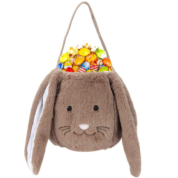 Xinblueco Plush Easter Bunny Basket Easter Buckets With Long Plush Ear Personalized Egg Hunting Easter Bags,Bunnyeaster Tote Bag