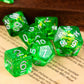 Udixi Resin Polyhedral Dnd Dice Set, 7Die Rpg Dice Set For D&D Role Playing Game And Board Games (Green With Silver Numbers)