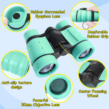 Essenson Binoculars For Kids Toys Gifts For Age 3-12 Years Old Boys Girls Kids Telescope Outdoor Toys For Sports And Outside Play Hiking, Bird Watching, Travel, Camping, Birthday Presents (Mint Green)