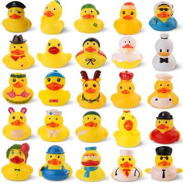 25 Pcs Easter Rubber Ducks For Kids, Assorted Mini Rubber Duckies Small Easter Ducks For Easter Basket Stuffers, Bath & Pool Toy