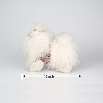 Cu-Mate 11 Inch- Shih Tzu Puppy Toys Dog -White Longhaired Pomeranian Plush Stuffed Animal Realistic Dog Plush Toy Pet Present G