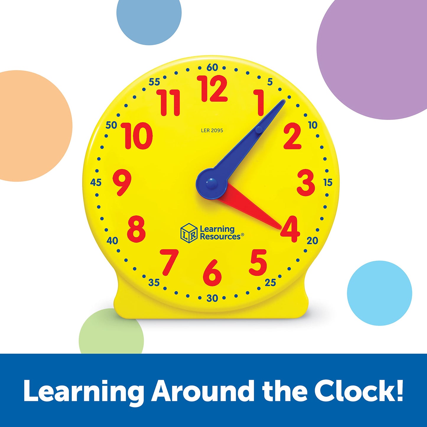Learning Resources Big Time Student Clock, Teaching & Demonstration Clock, Develops Time And Early Math Skills, Ages 5+, Clock For Learning, 12 Hour,Back To School Gifts