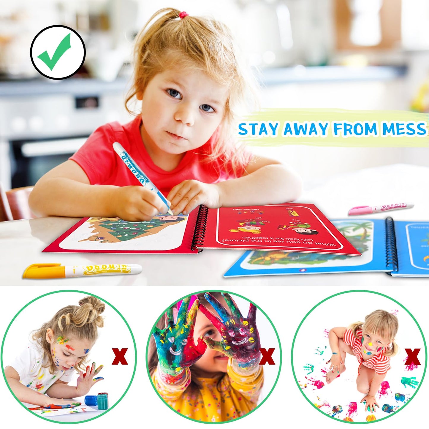 Dduolammng 12 Pack Water Coloring Books,Water Doodle Book Toys,Reusable Water Painting Book For Toddlers,Educational Learning Kits Gifts