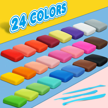 Magic Clay - Air Dry Clay 24 Colors, Modeling Clay For Kids With Tools, Soft & Ultra Light, Toys Gifts For Age 3 4 5 6 7 8+ Years Old Boys Girls Kids