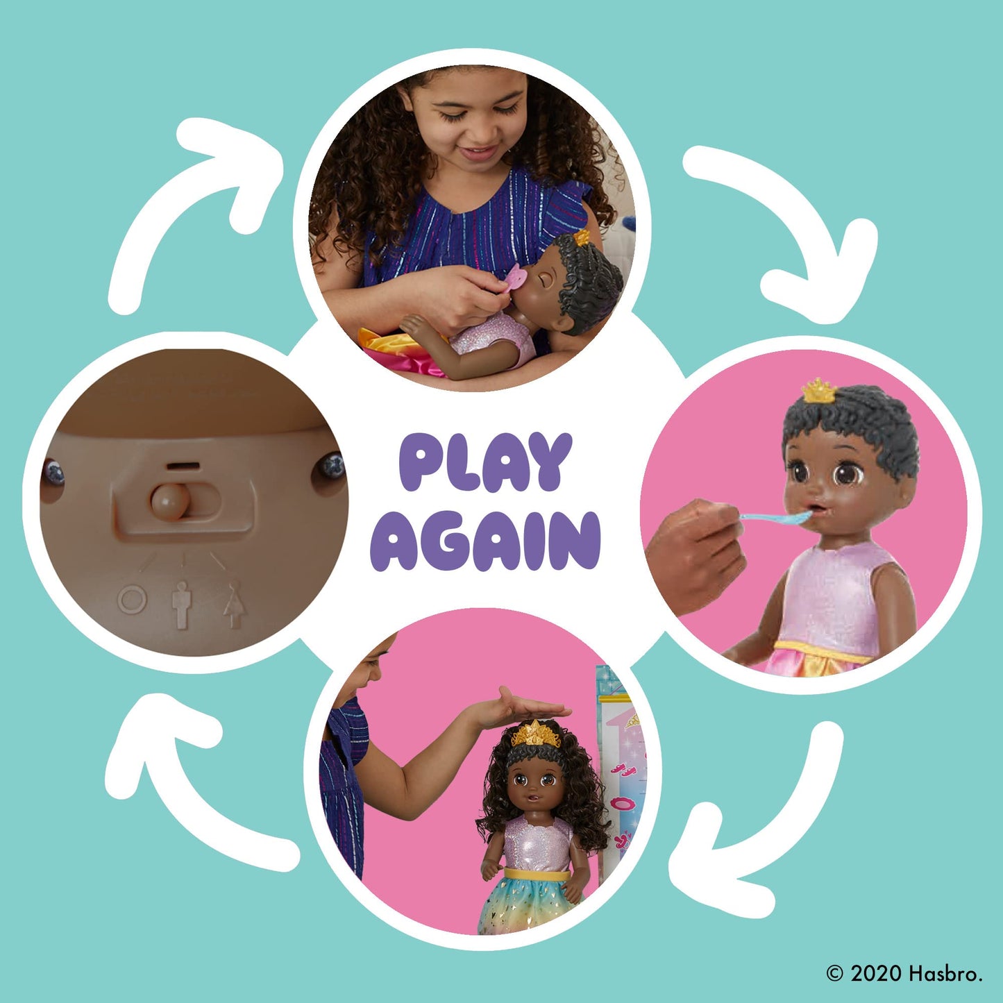 Baby Alive Princess Ellie Doll - 18-Inch Black Hair for Kids 3+, Model F5236, Plastic Material