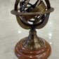 5'' Nautical Brass Armillary Sphere World Globe Rosewood Base Table Decor Gift