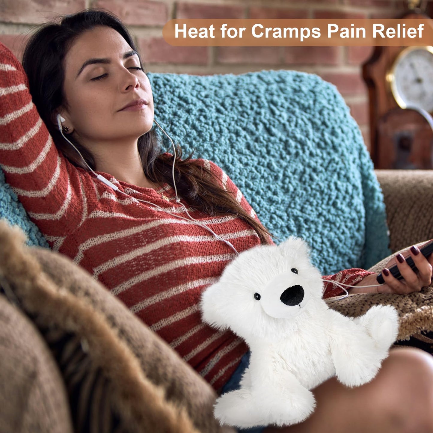 Suzzipals Warming Polar Bear Stuffed Animal, Microwavable Stuffed Animal Heating Pads For Cramps & Pain Relief, Stuffed Bear Pol