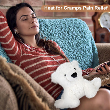Suzzipals Warming Polar Bear Stuffed Animal, Microwavable Stuffed Animal Heating Pads For Cramps & Pain Relief, Stuffed Bear Pol